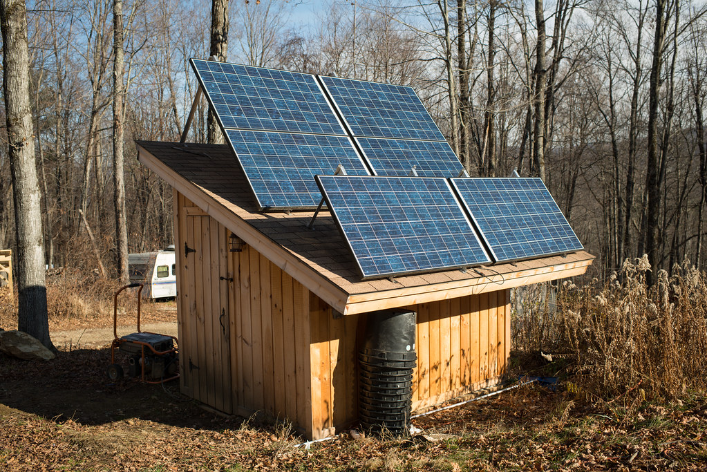 Solar panels on shed roof