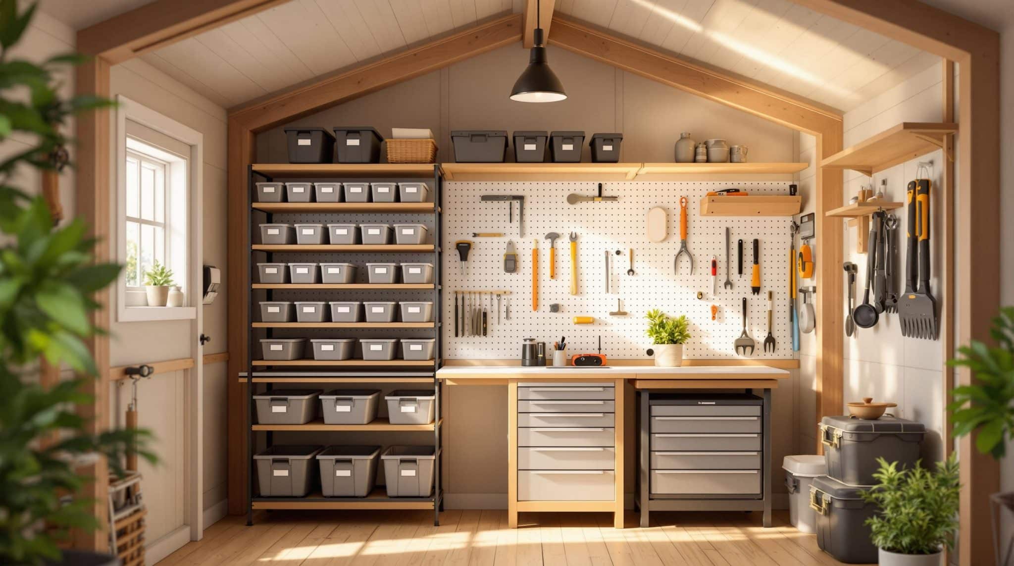 Neatly organized shelves with few items
