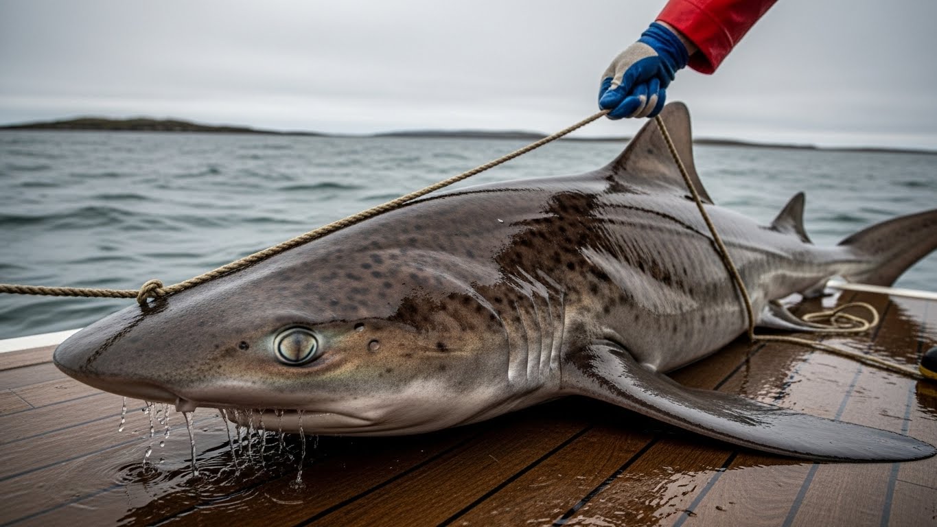Greenland shark on shore