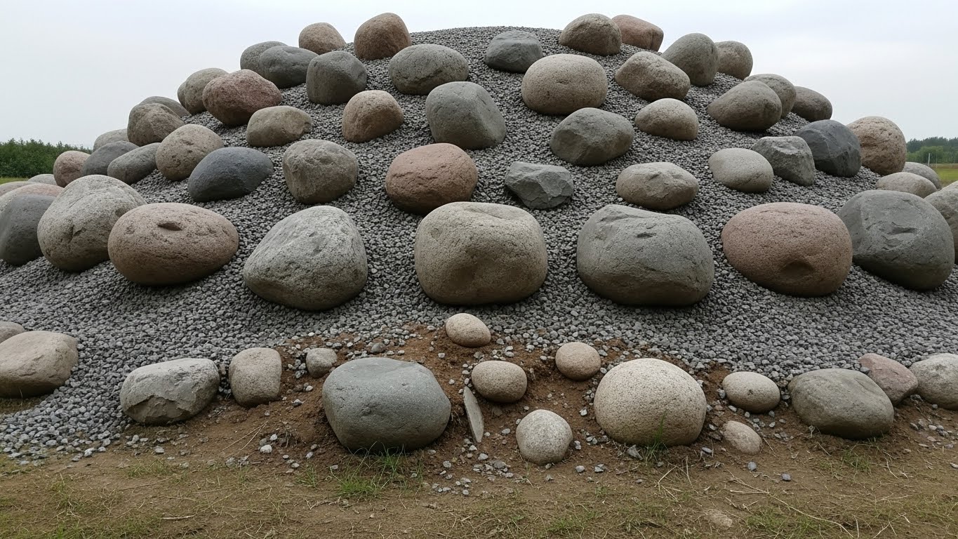 Stones on top of mound