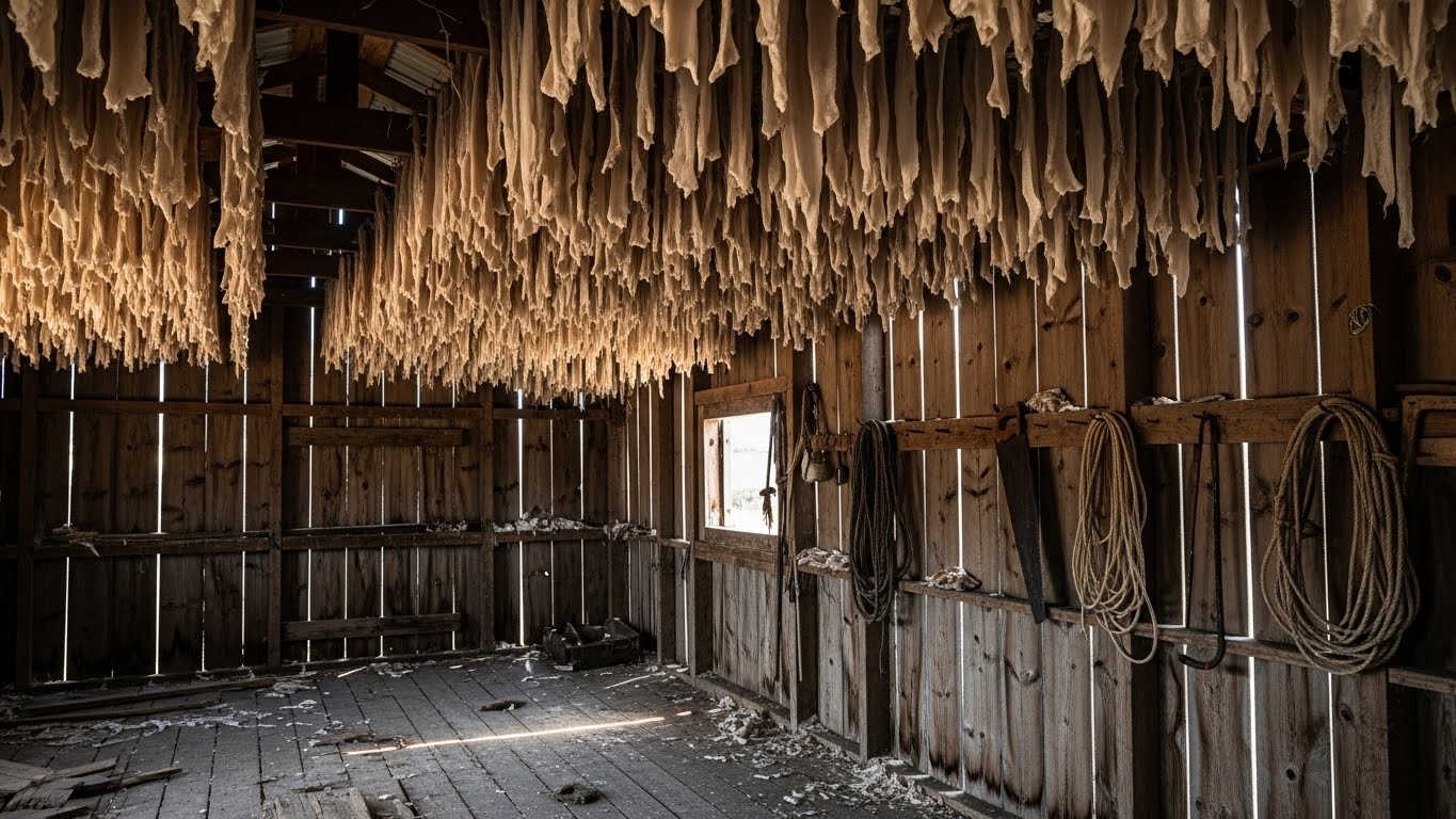 Meat hanging from rafters