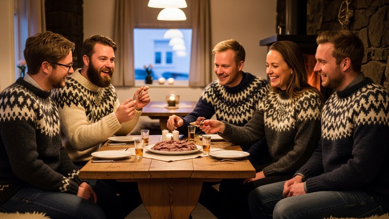 Icelandic people eating