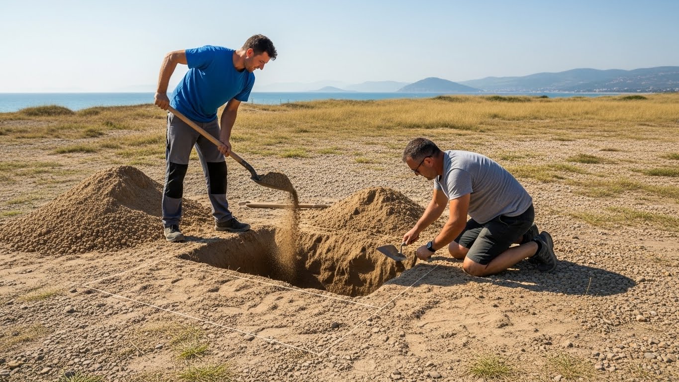 Men digging a hole